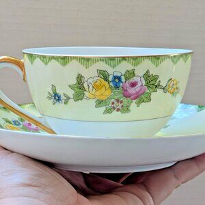 Meito China Japan Chanhale Cup and Saucer 1930s - 50s Porcelain Hand Painted